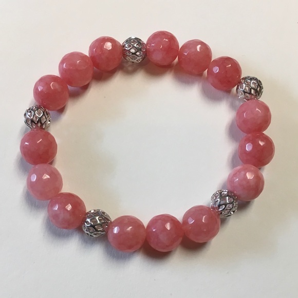 Cherry Quartz & Silver Filigree Stretch Bracelet - Picture 5 of 6